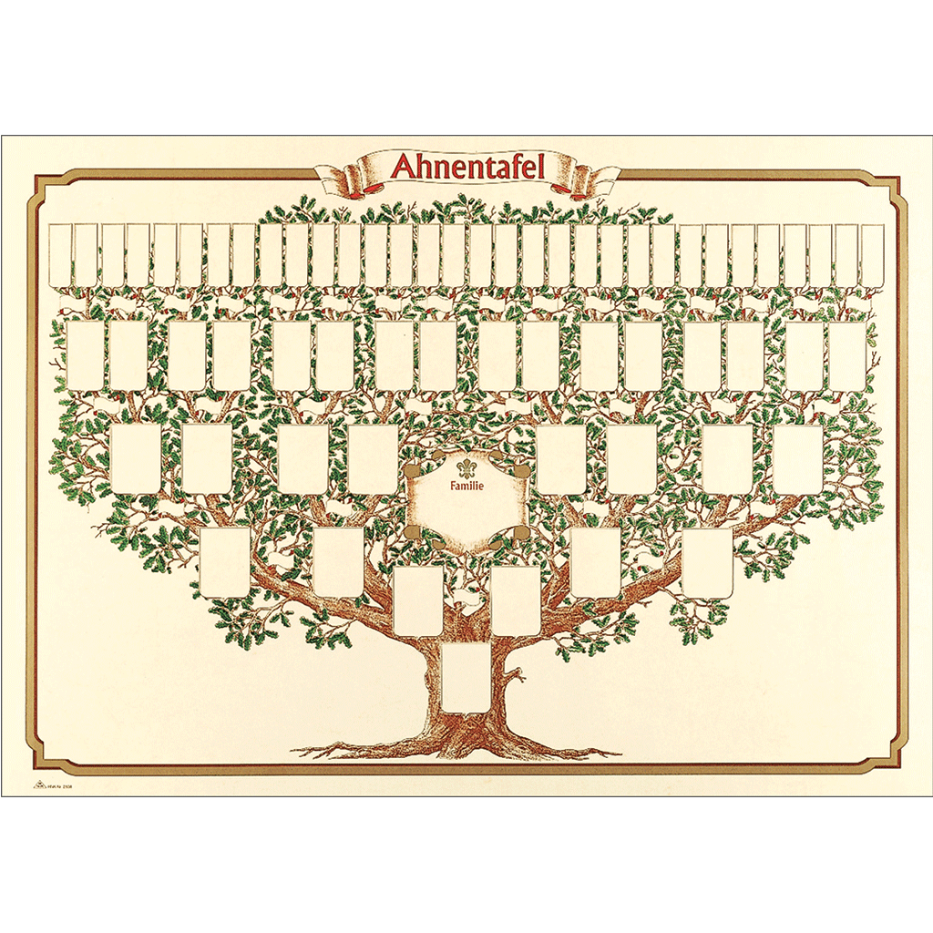 Schmuck-Ahnentafel "Skizzierter Baum" für 6 Generationen