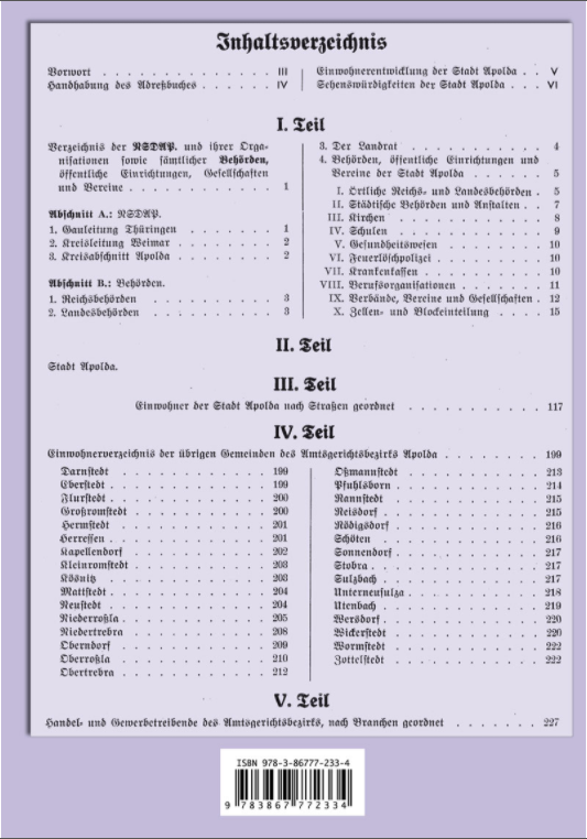 Rockstuhl - Adreßbuch Einwohnerbuch Stadt und Land Apolda 1942-1943