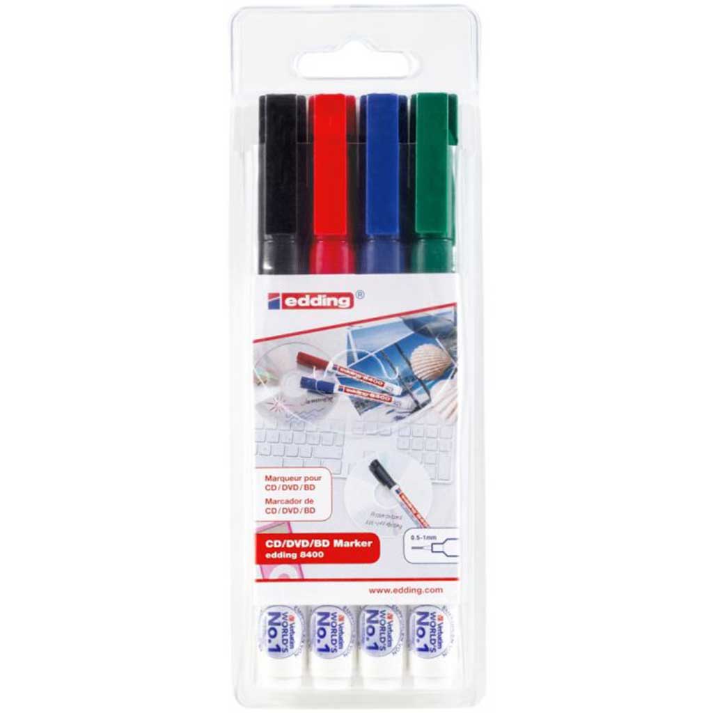 edding 8400 CD-DVD-BD-Marker 4 Farben 0,5-1mm
