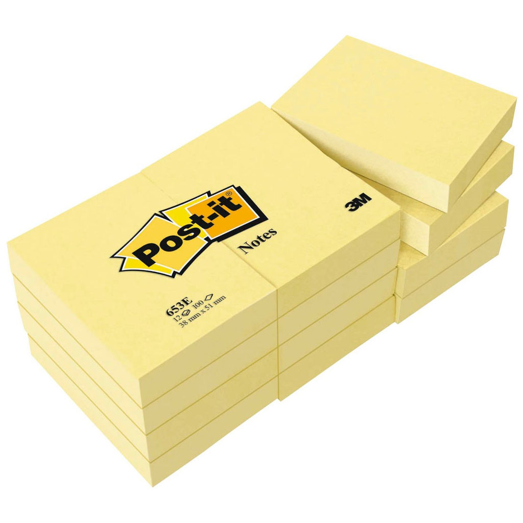Post-it® Haftnotizen Standard 653 gelb 12 Blöcke