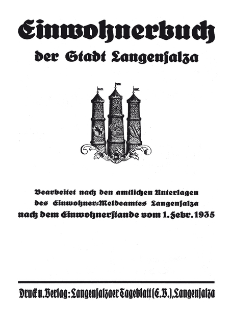 Rockstuhl - Adreßbuch /Einwohnerbuch der Stadt Langensalza 1935