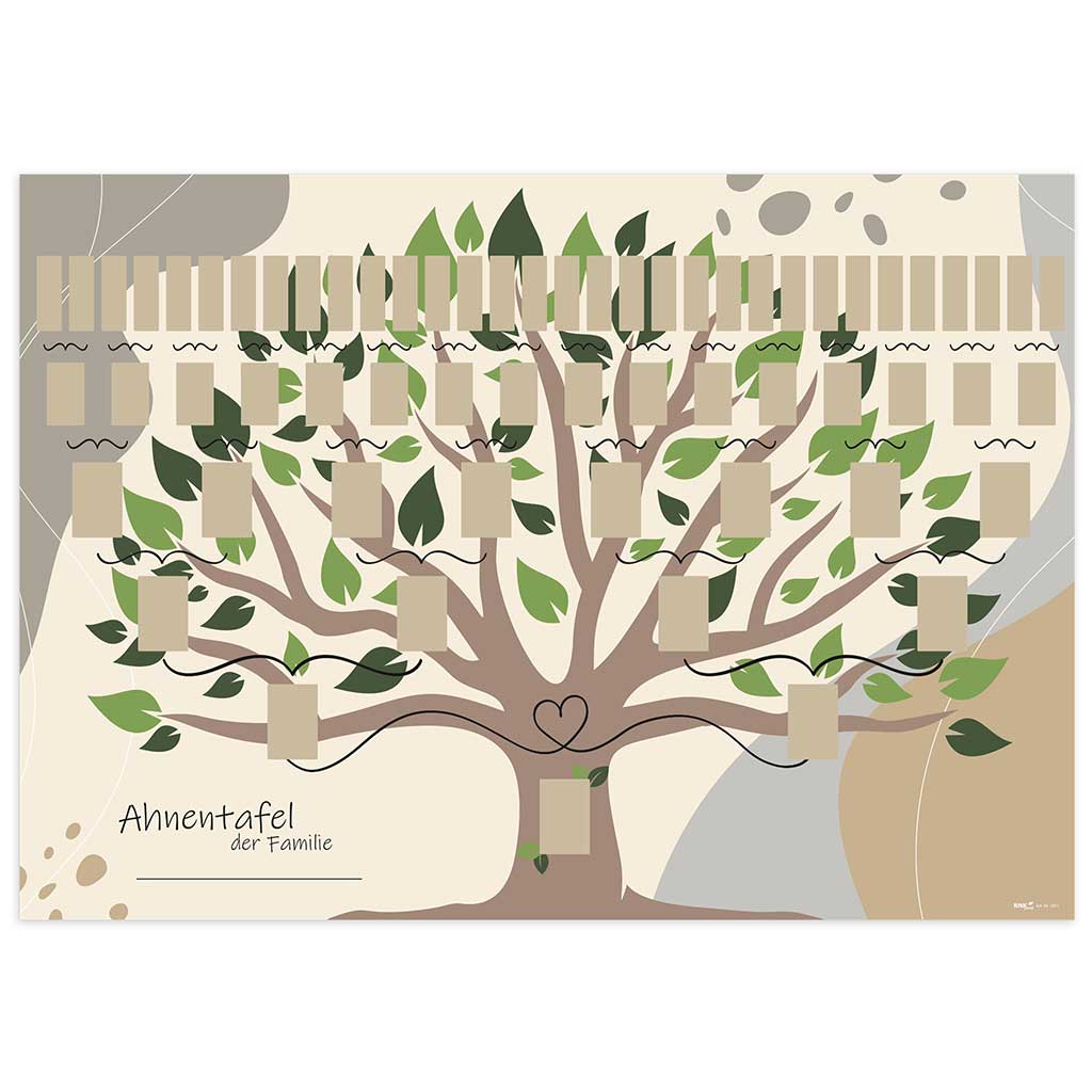 Schmuck-Ahnentafel "Illustrierter Baum" für 6 Generationen gerollt