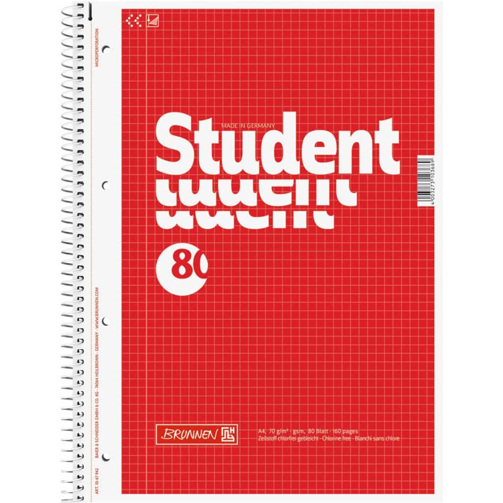 Brunnen Collegeblock Student kariert DIN A4