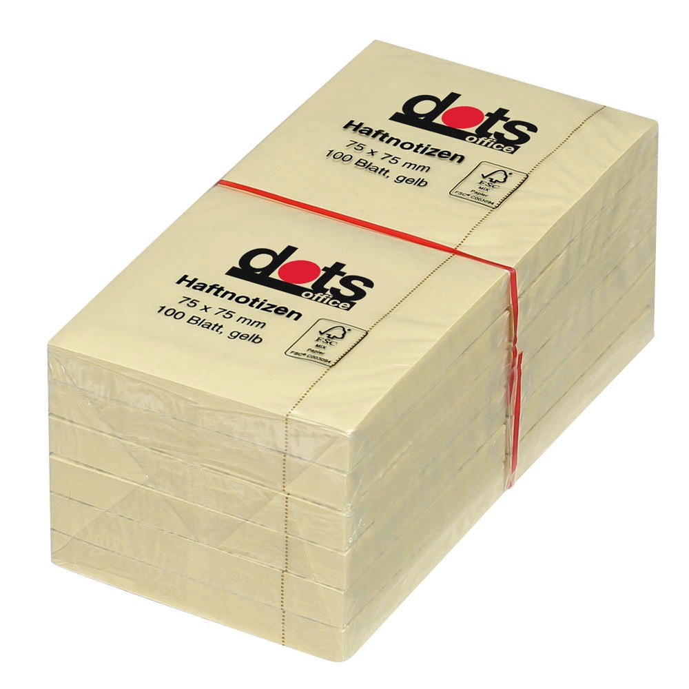 dots Haftnotizen Standard gelb 7,5x7,5cm 12 Blöcke