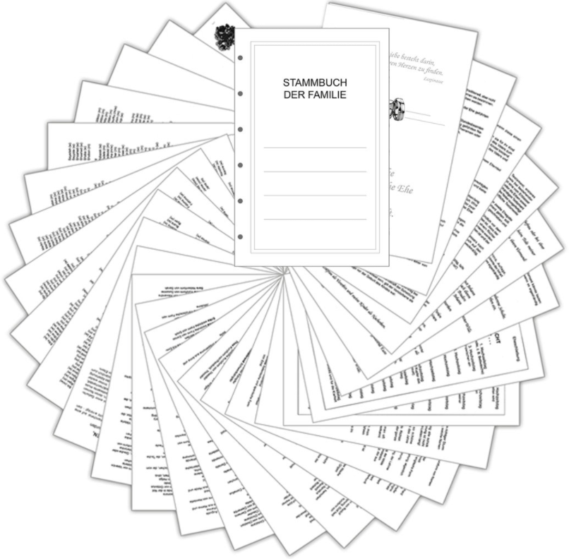 Stammbuch Ringe Blau-Silber - Inhalt