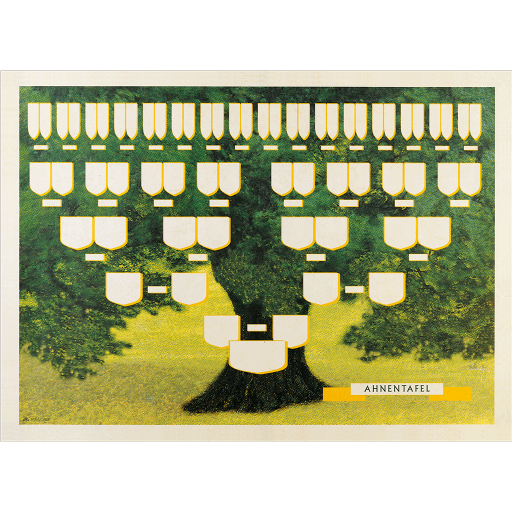 Schmuck-Ahnentafel "Grüner Baum" für 6 Generationen
