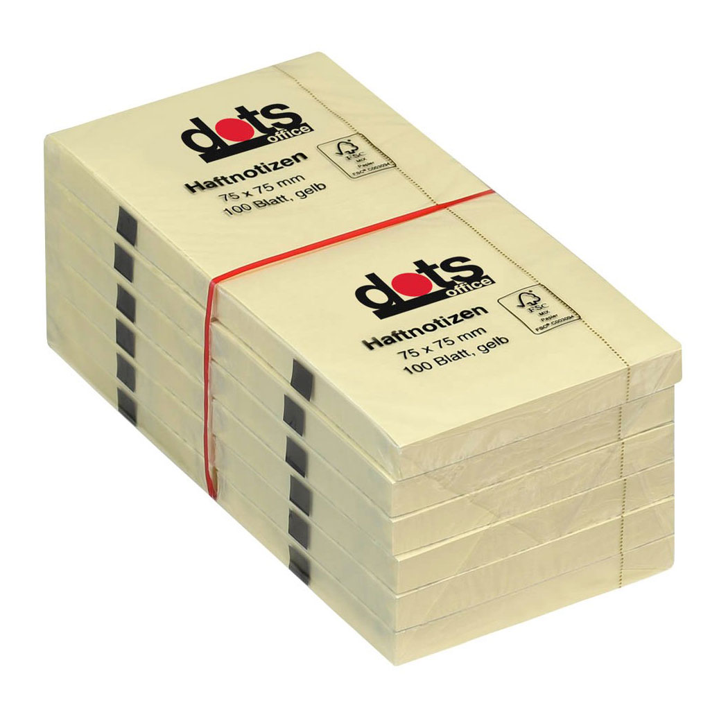 dots Haftnotizen Standard gelb 7,5x7,5cm 12 Blöcke