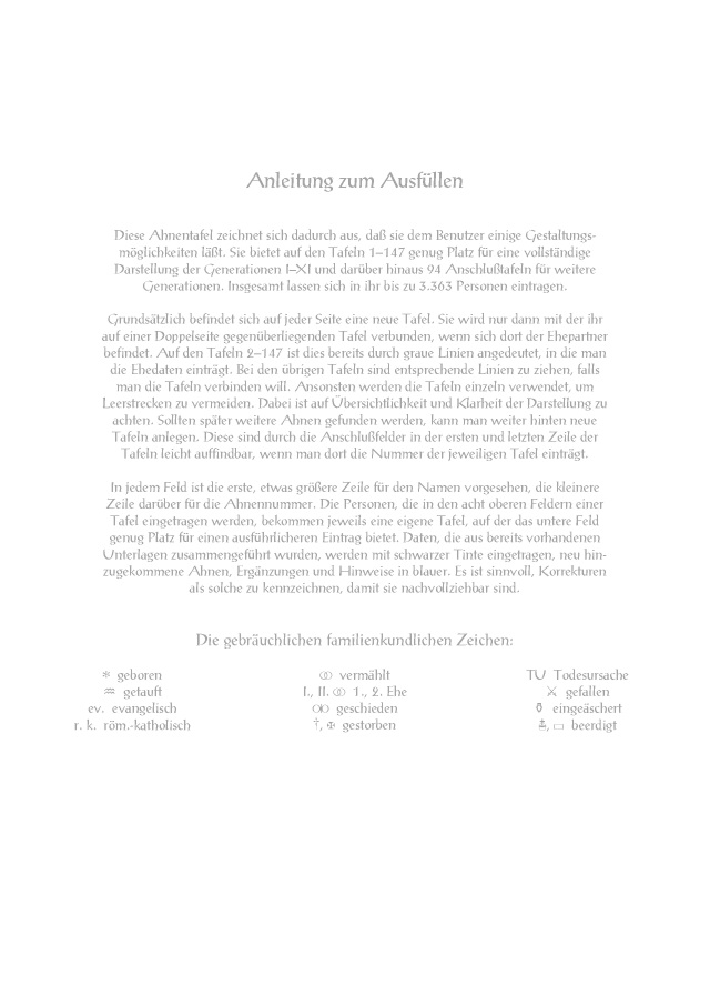 Alexander Glück - Ahnentafel zum Ausfüllen - Einleitung