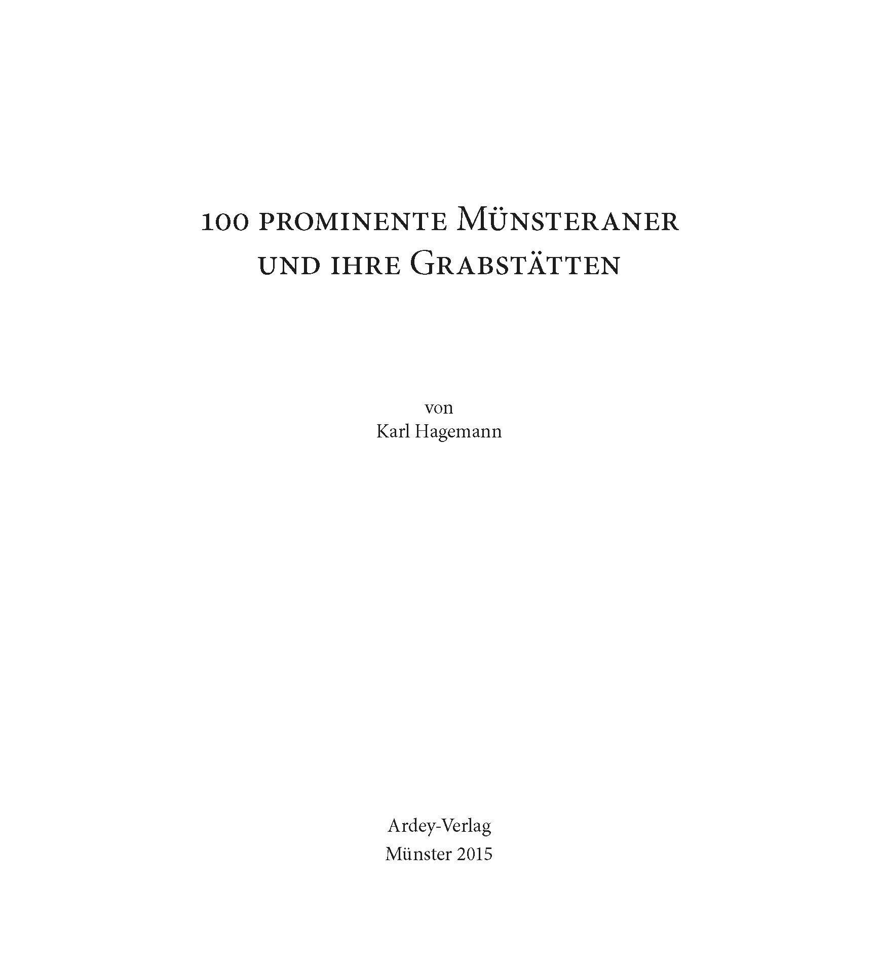 Karl Hagemann - 100 prominente Münsteraner und ihre Grabstätten - Innen 1