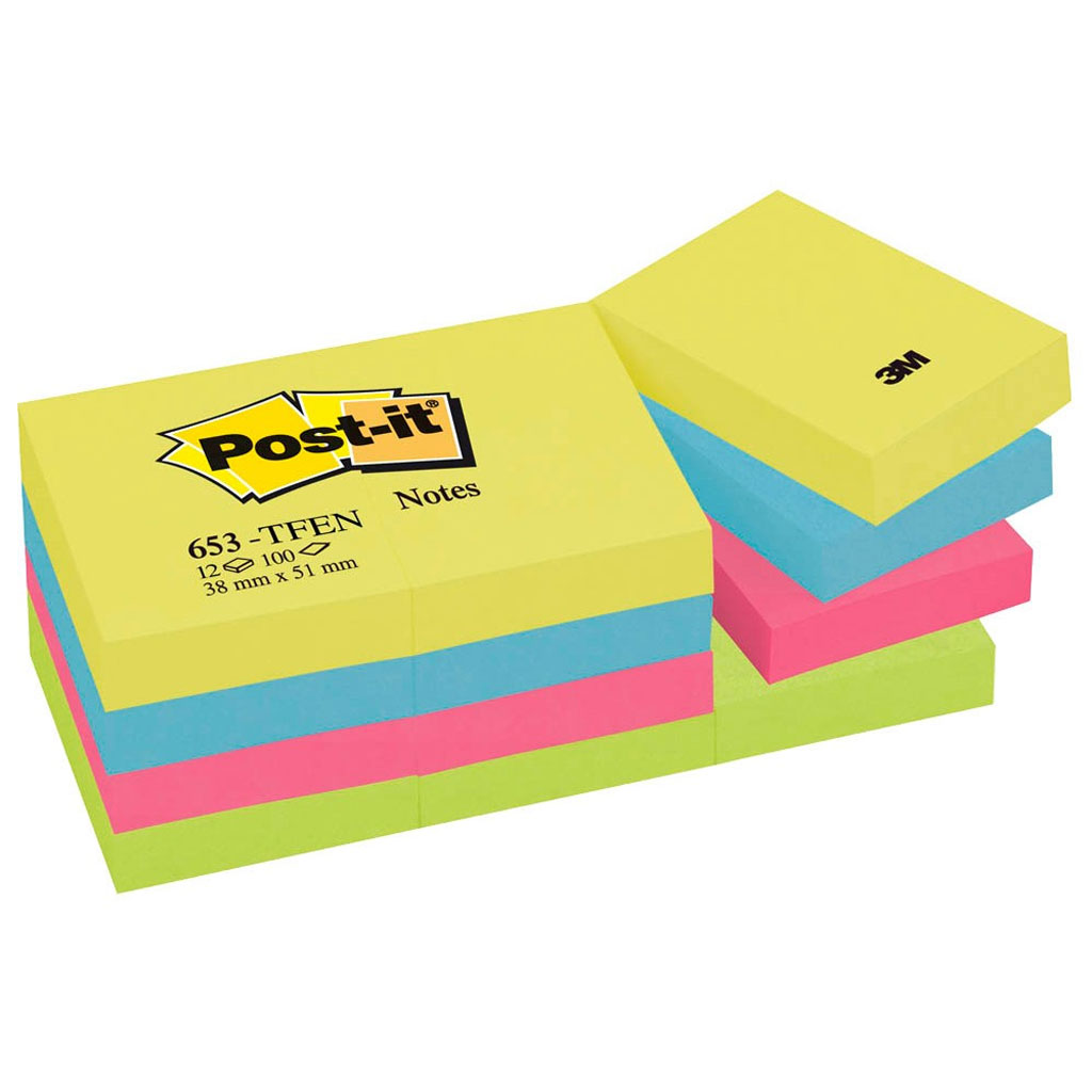 Post-it® Active Collection Haftnotizen Standard 653TFEN farbsortiert 12 Blöcke