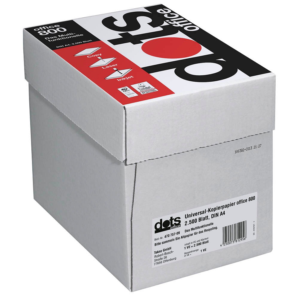 Kopierpapier office 800 DIN A4 75 g/qm 2.500 Blatt Maxi-Box