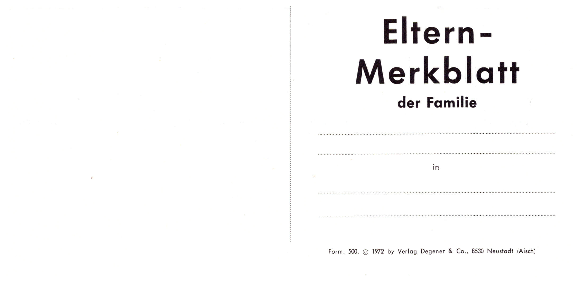 Elternmerkblatt der Familie - DIN A3 gefalzt